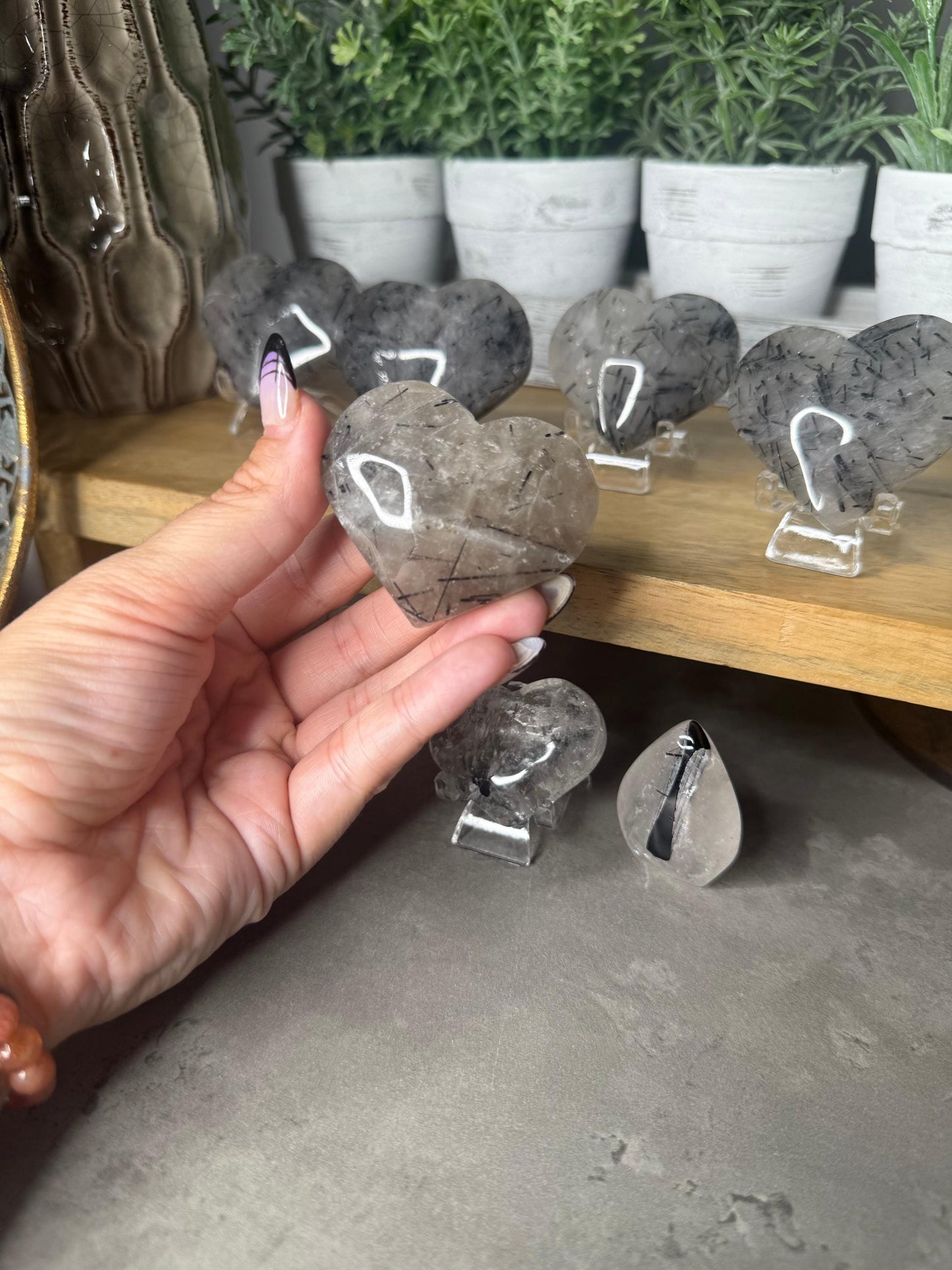 Tourmaline Rutile in Quartz Crystal Hearts