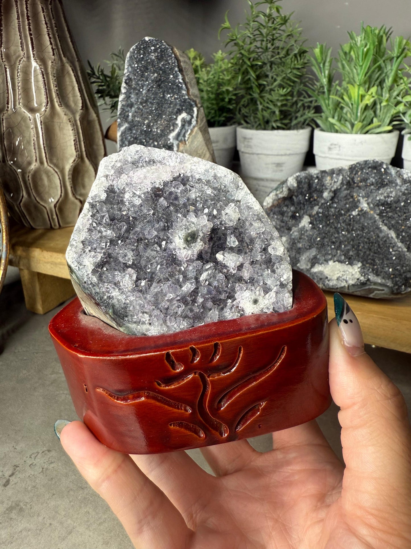 Black Amethyst Crystal CutBases Home Decor