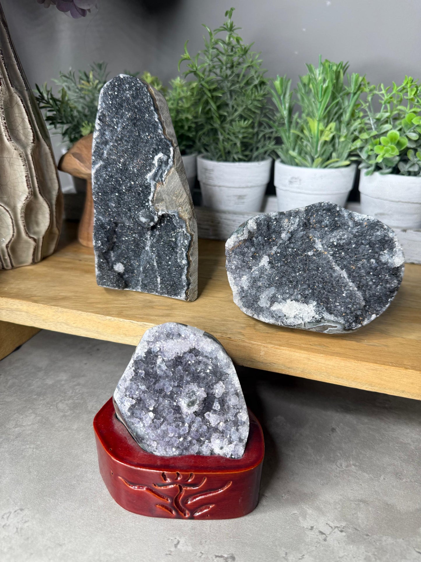 Black Amethyst Crystal CutBases Home Decor