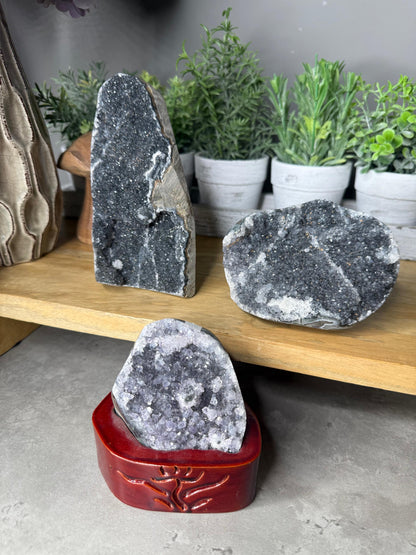 Black Amethyst Crystal CutBases Home Decor