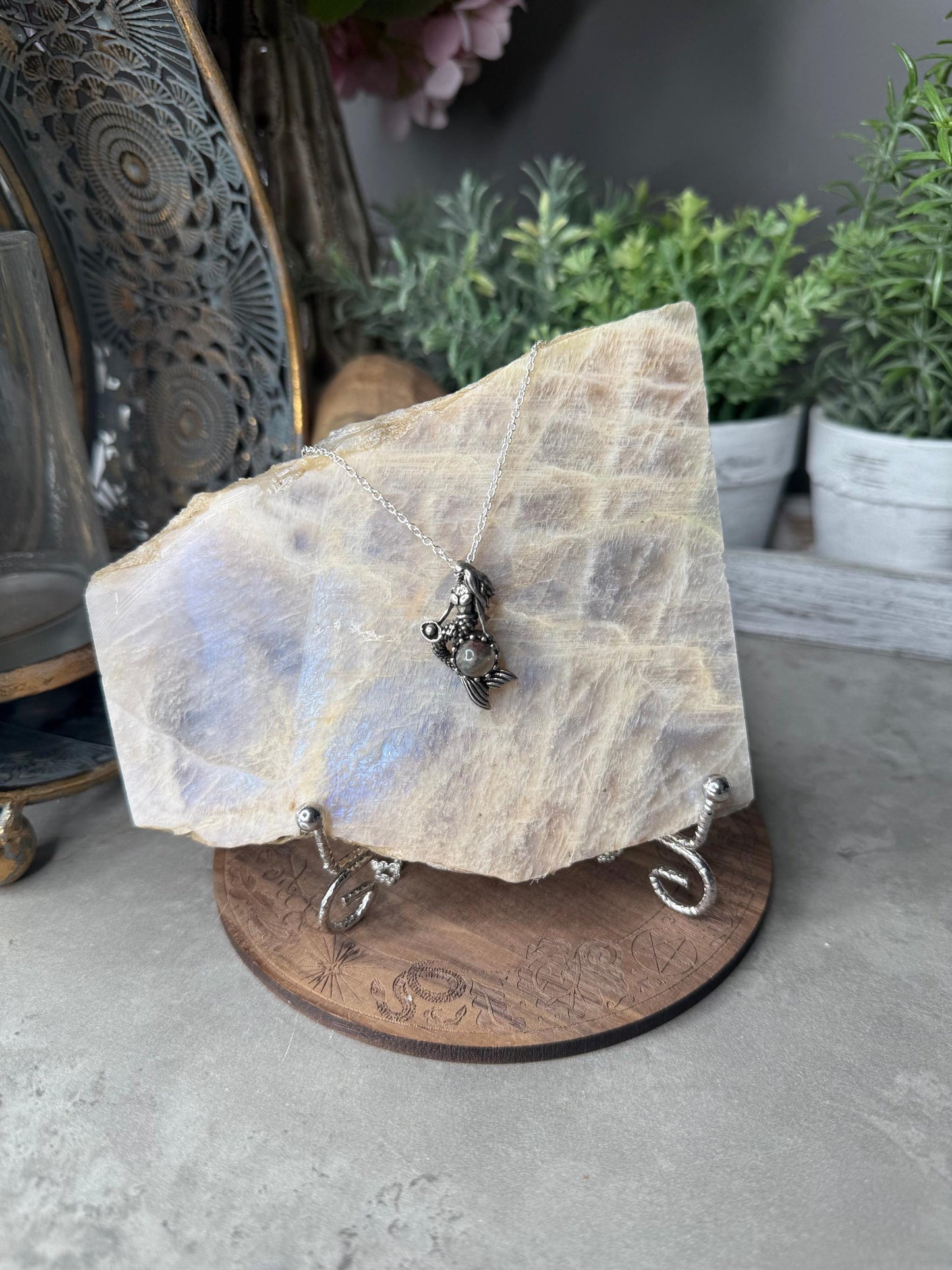 Mermaid Garden Quartz Crystal Pendant