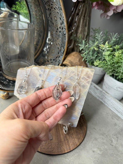 Enhydro water in Quartz Crystal Pendant Necklace