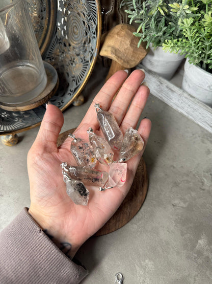 Enhydro water in Quartz Crystal Pendant Necklace
