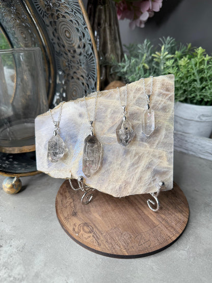 Enhydro water in Quartz Crystal Pendant Necklace