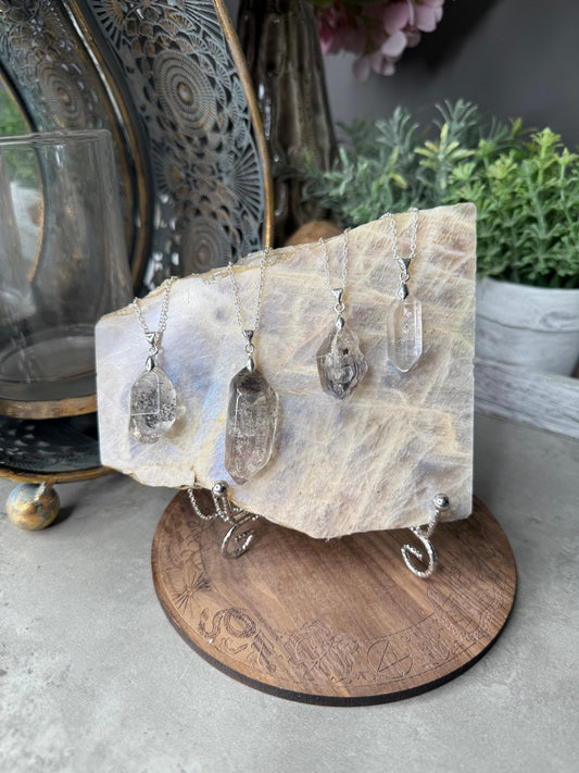 Enhydro water in Quartz Crystal Pendant Necklace