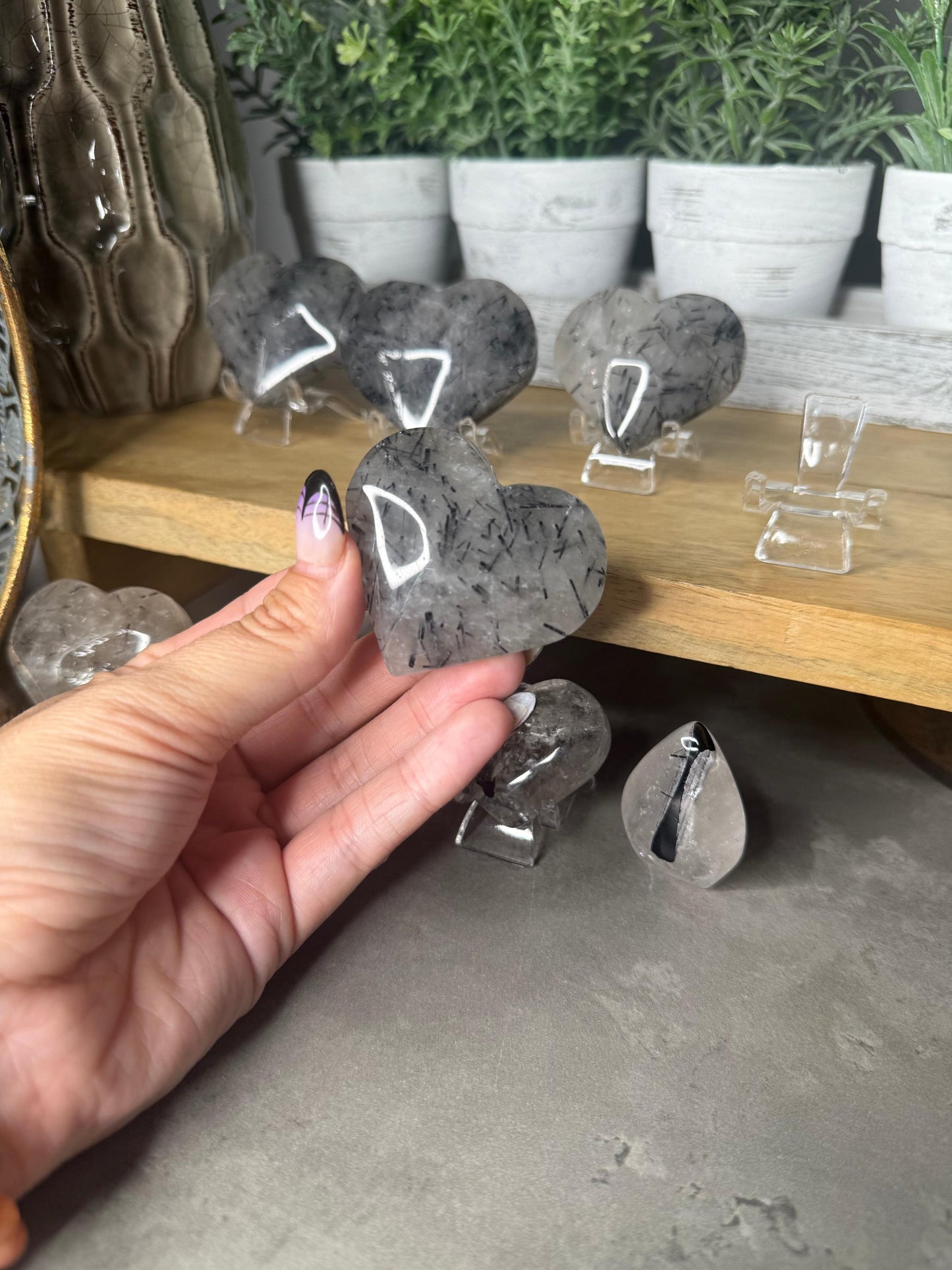 Tourmaline Rutile in Quartz Crystal Hearts