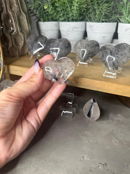 Tourmaline Rutile in Quartz Crystal Hearts