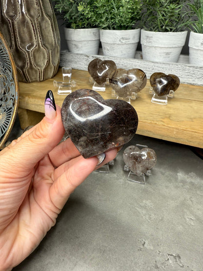 Copper Rutile in Quartz Crystal Hearts