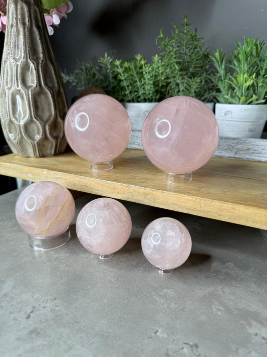 Rose Quartz Crystal Spheres Dendritic