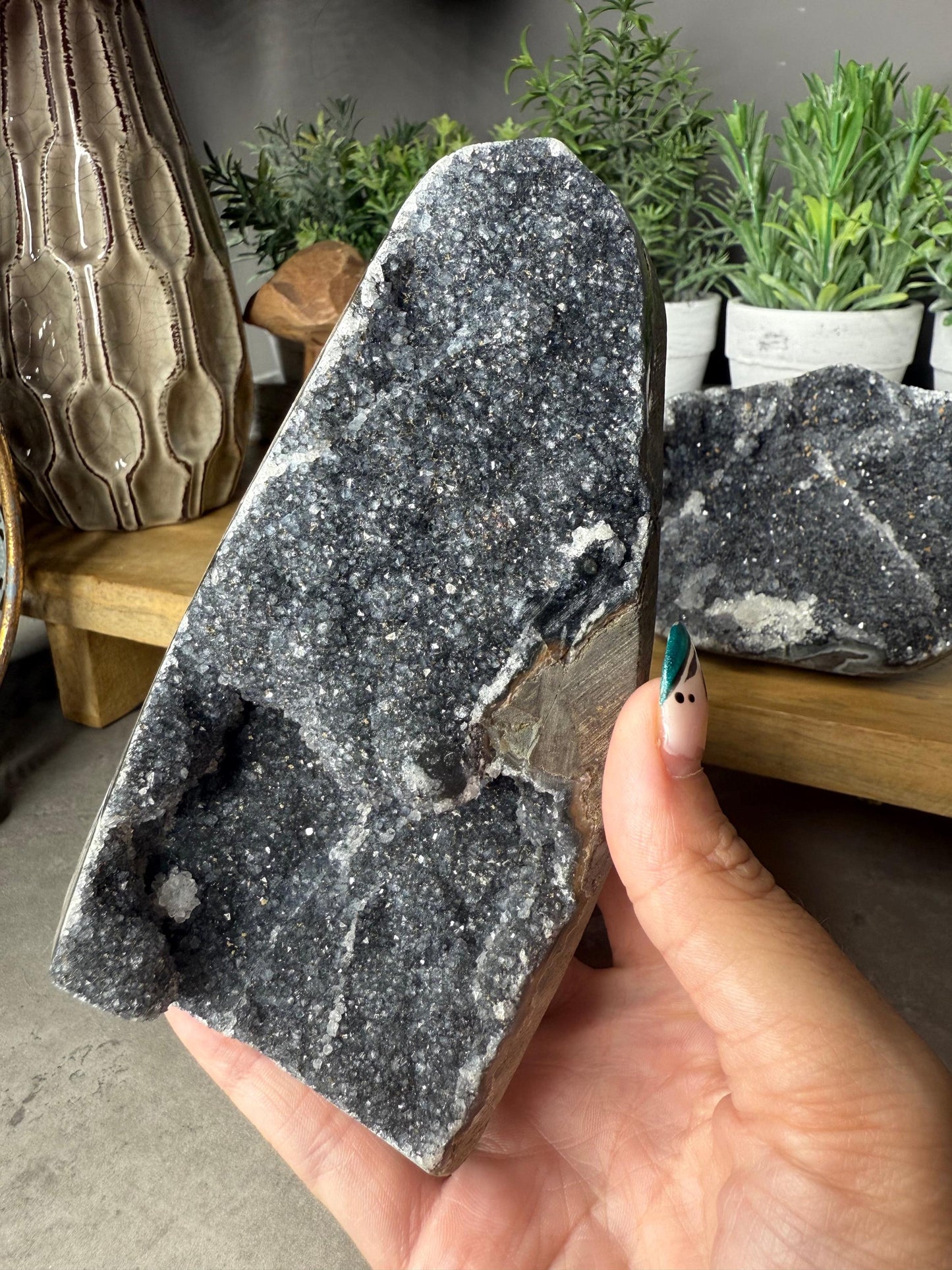 Black Amethyst Crystal CutBases Home Decor
