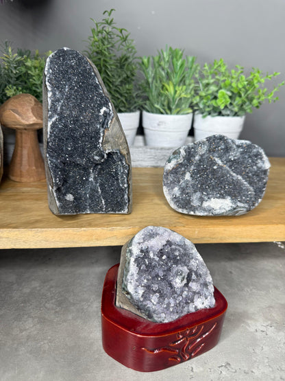 Black Amethyst Crystal CutBases Home Decor