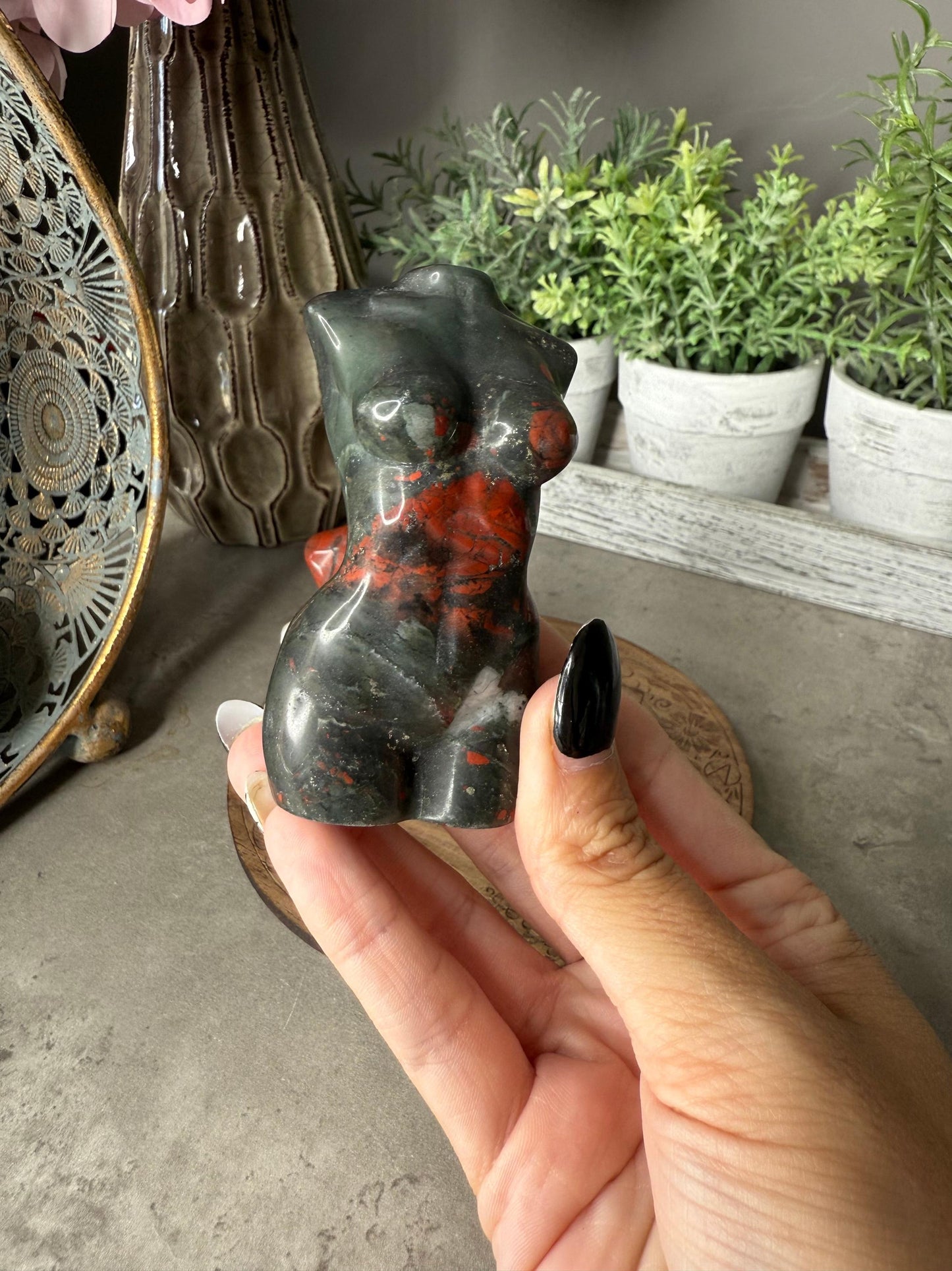 African Bloodstone Goddess Crystal Carvings