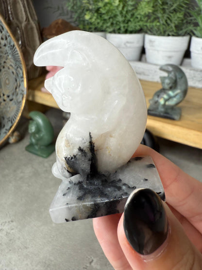 Moon Cat Crystal Carving Medium Size