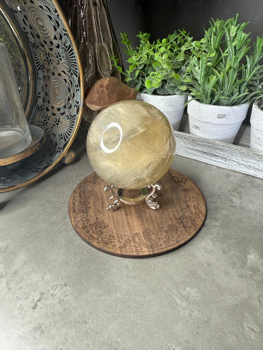 Starlight Citrine Crystal Sphere - Six Star Asterism - 349g