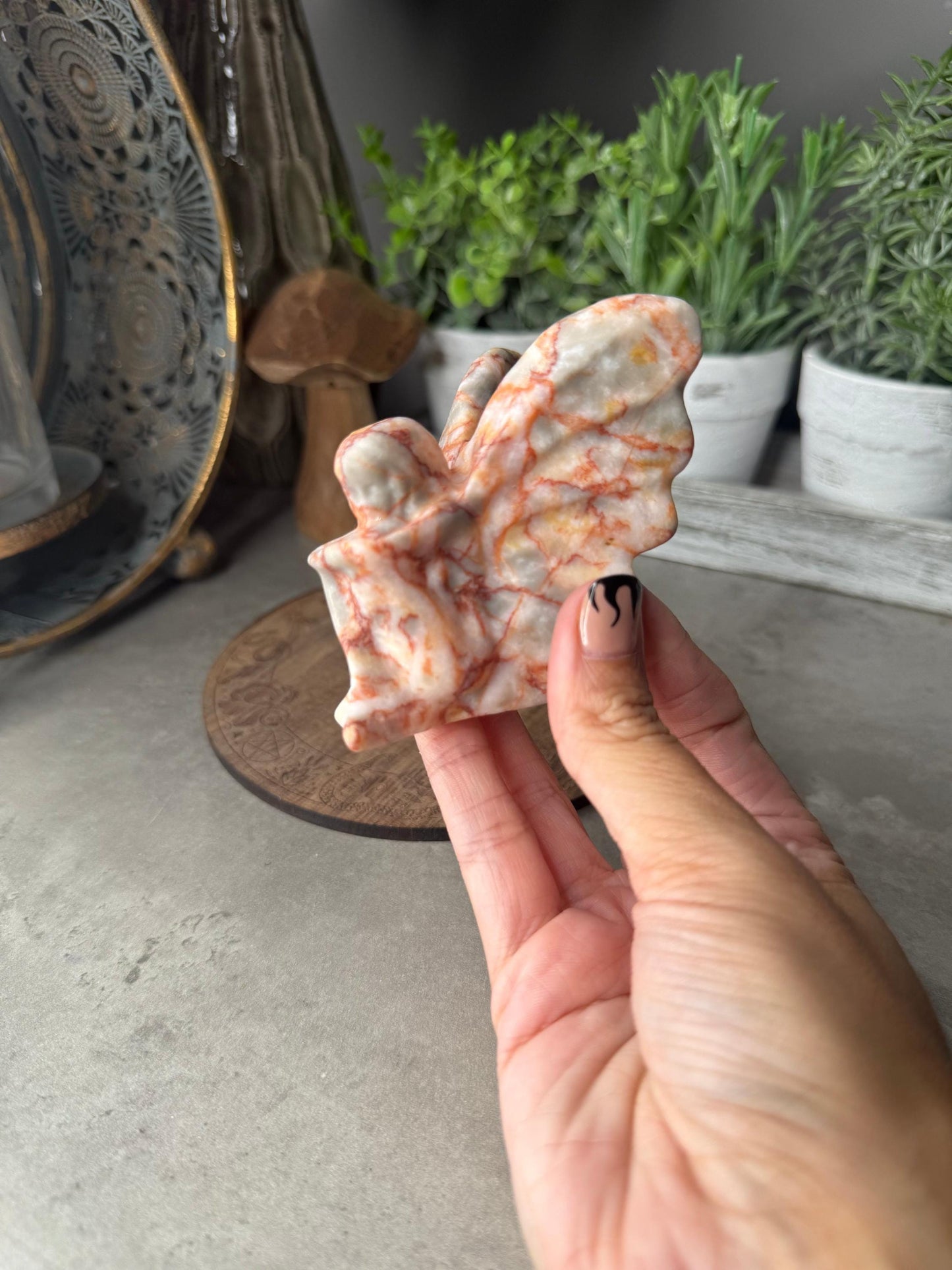 Red Vein Jasper Sitting Fairy Crystal Carving - 79g