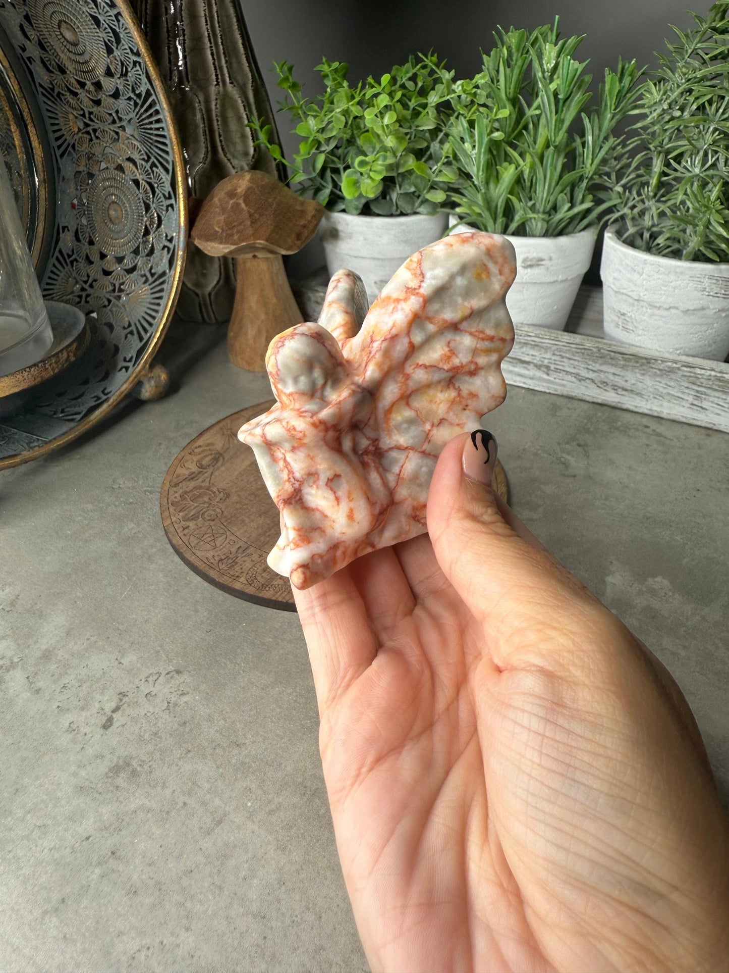 Red Vein Jasper Sitting Fairy Crystal Carving - 79g