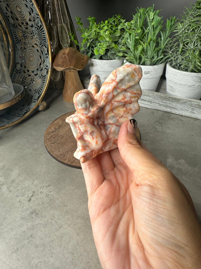 Red Vein Jasper Sitting Fairy Crystal Carving - 79g
