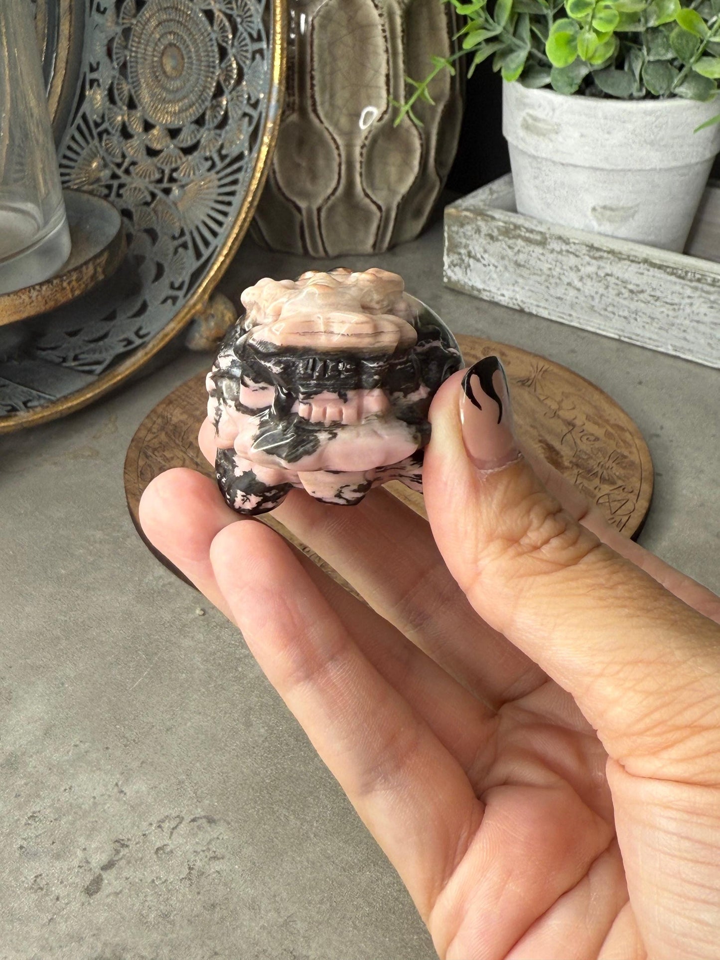 Rhodonite Pixiu Crystal Carving