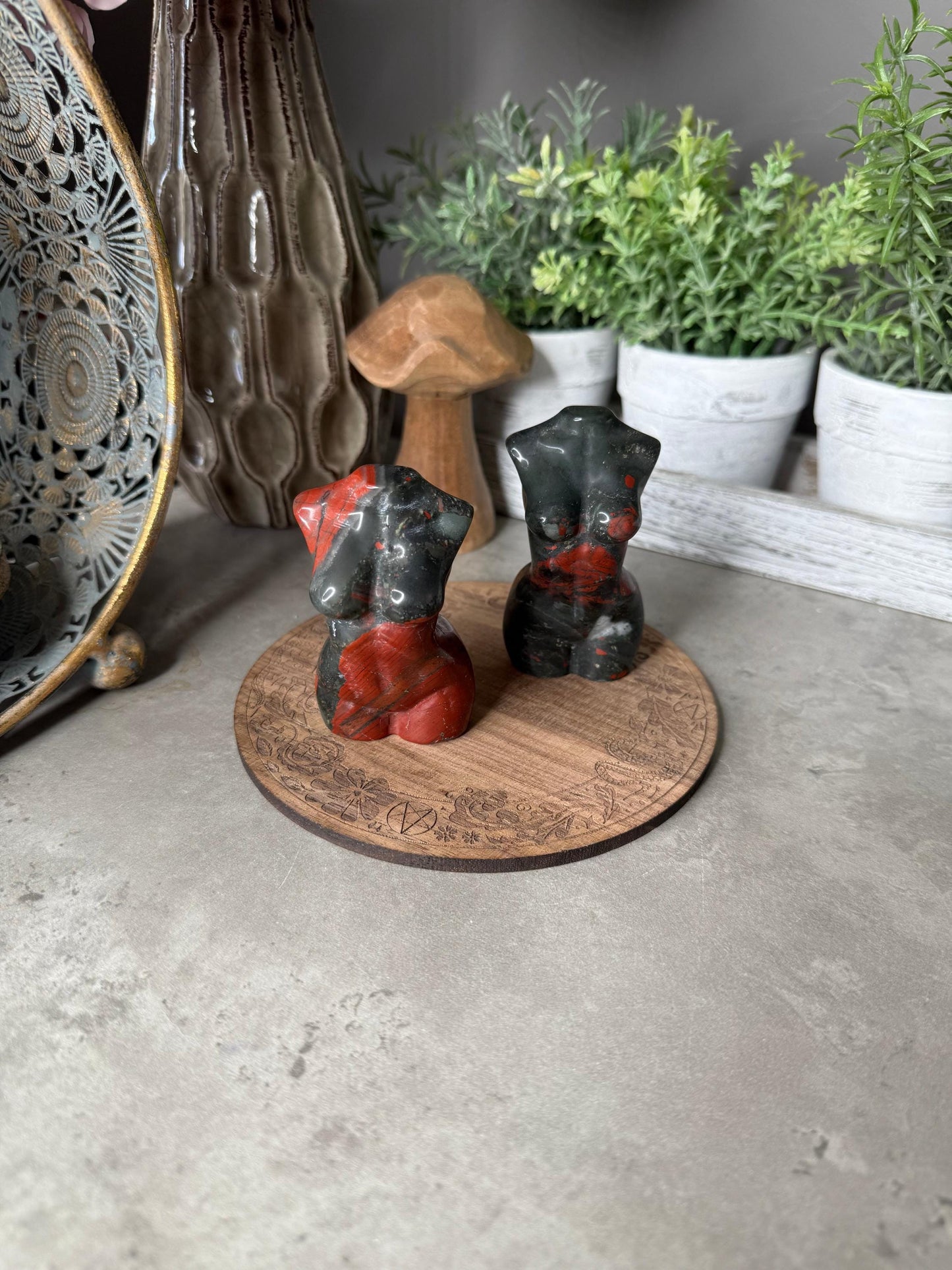 African Bloodstone Goddess Crystal Carvings