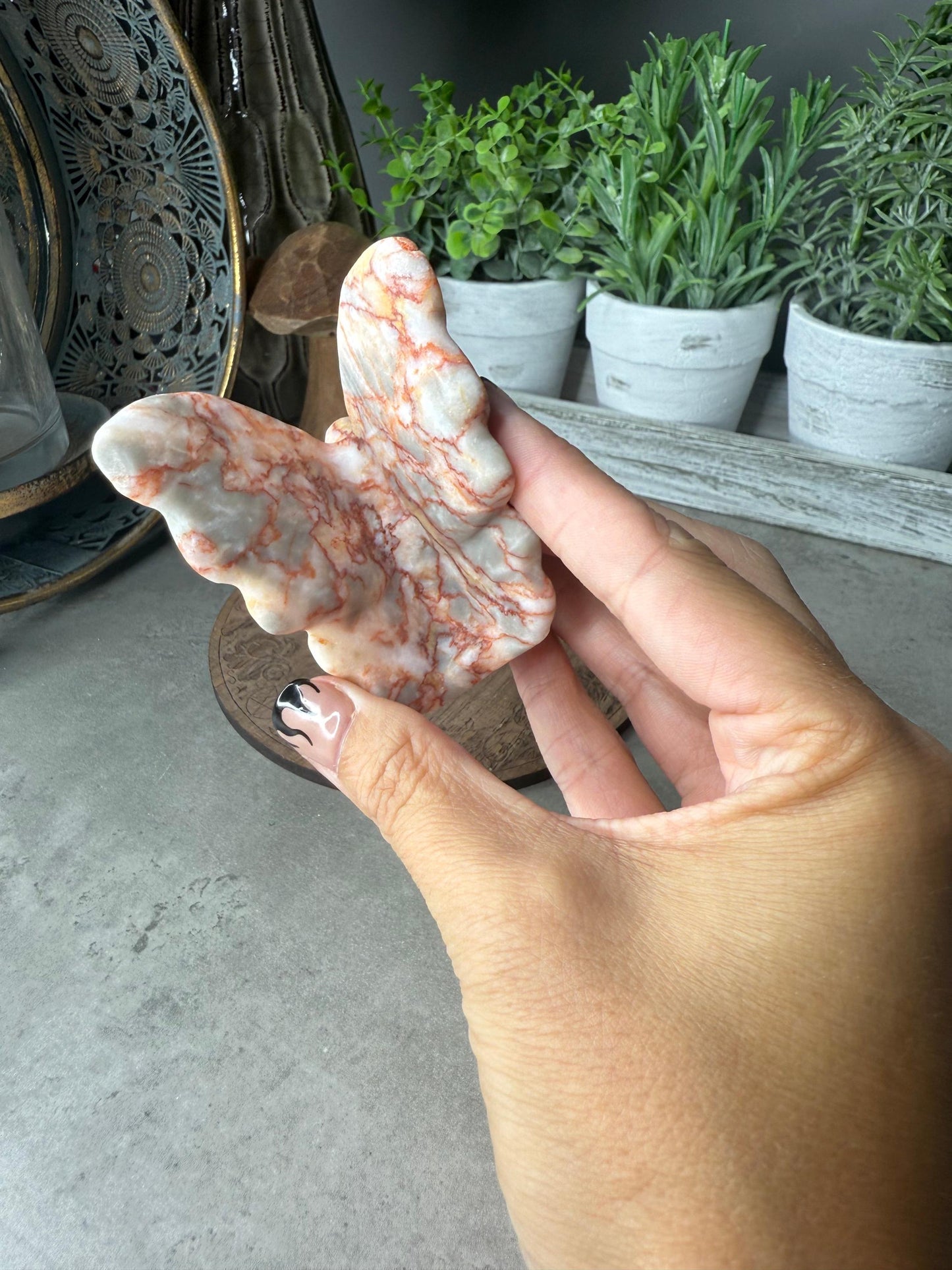 Red Vein Jasper Sitting Fairy Crystal Carving - 79g