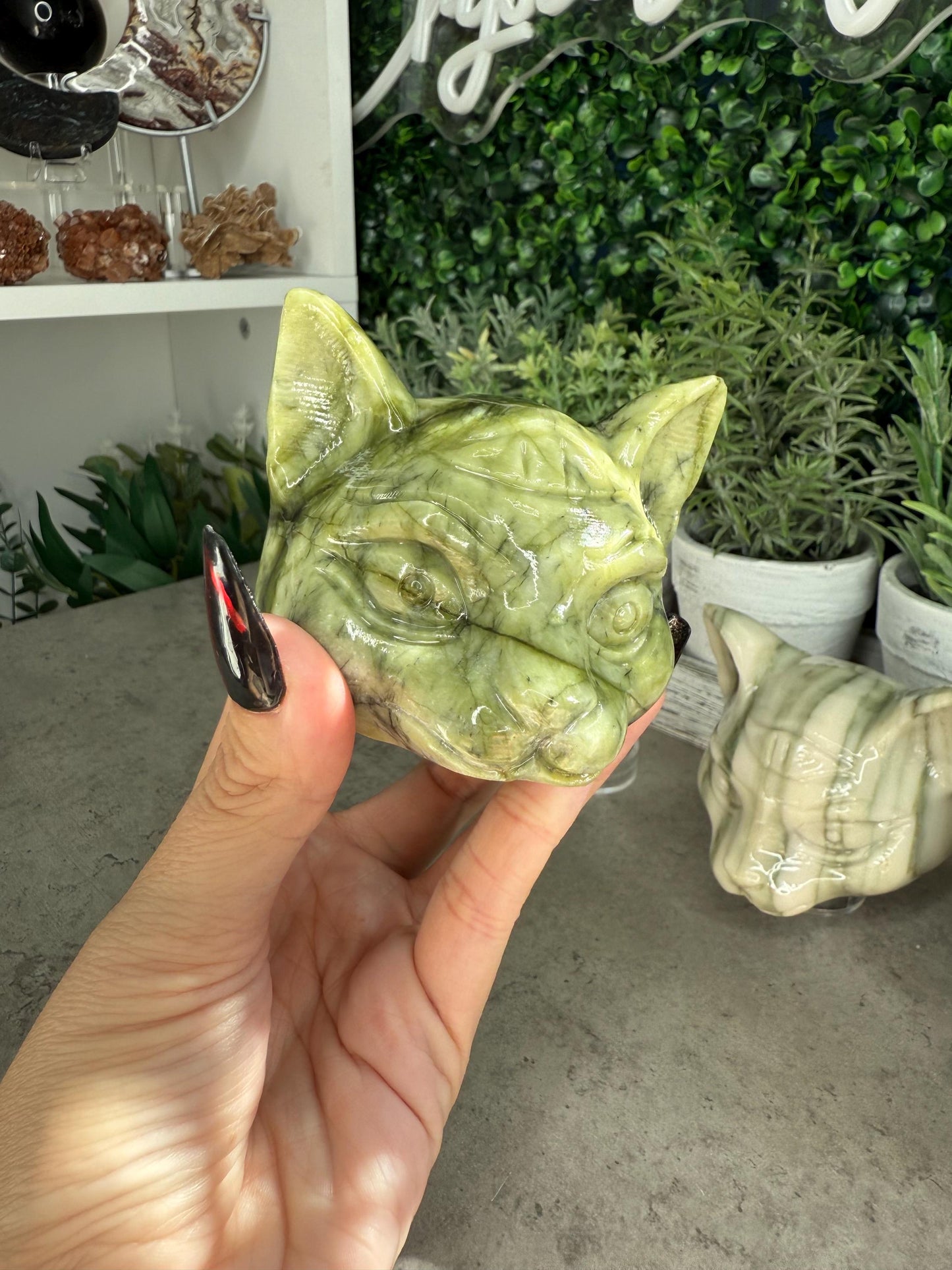 Three Eyed Cat Crystal Carvings - Multiple Crystal Options