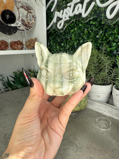 Three Eyed Cat Crystal Carvings - Multiple Crystal Options