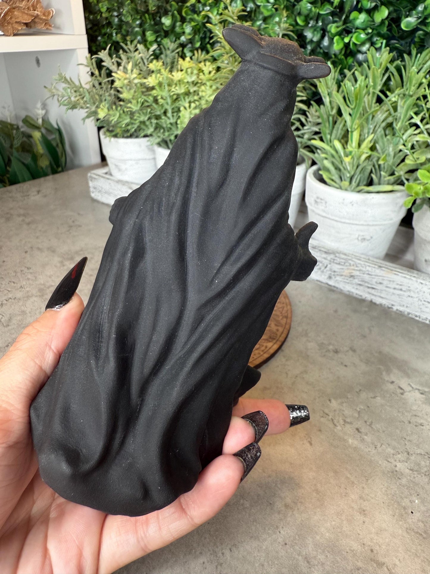Unpolished Obsidian Hecate Crystal Carving - 6 inches tall