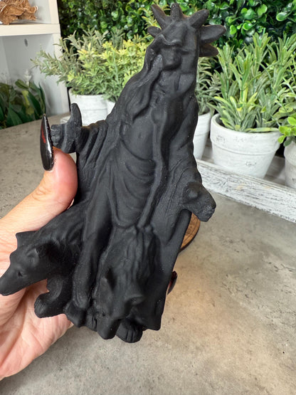 Unpolished Obsidian Hecate Crystal Carving - 6 inches tall