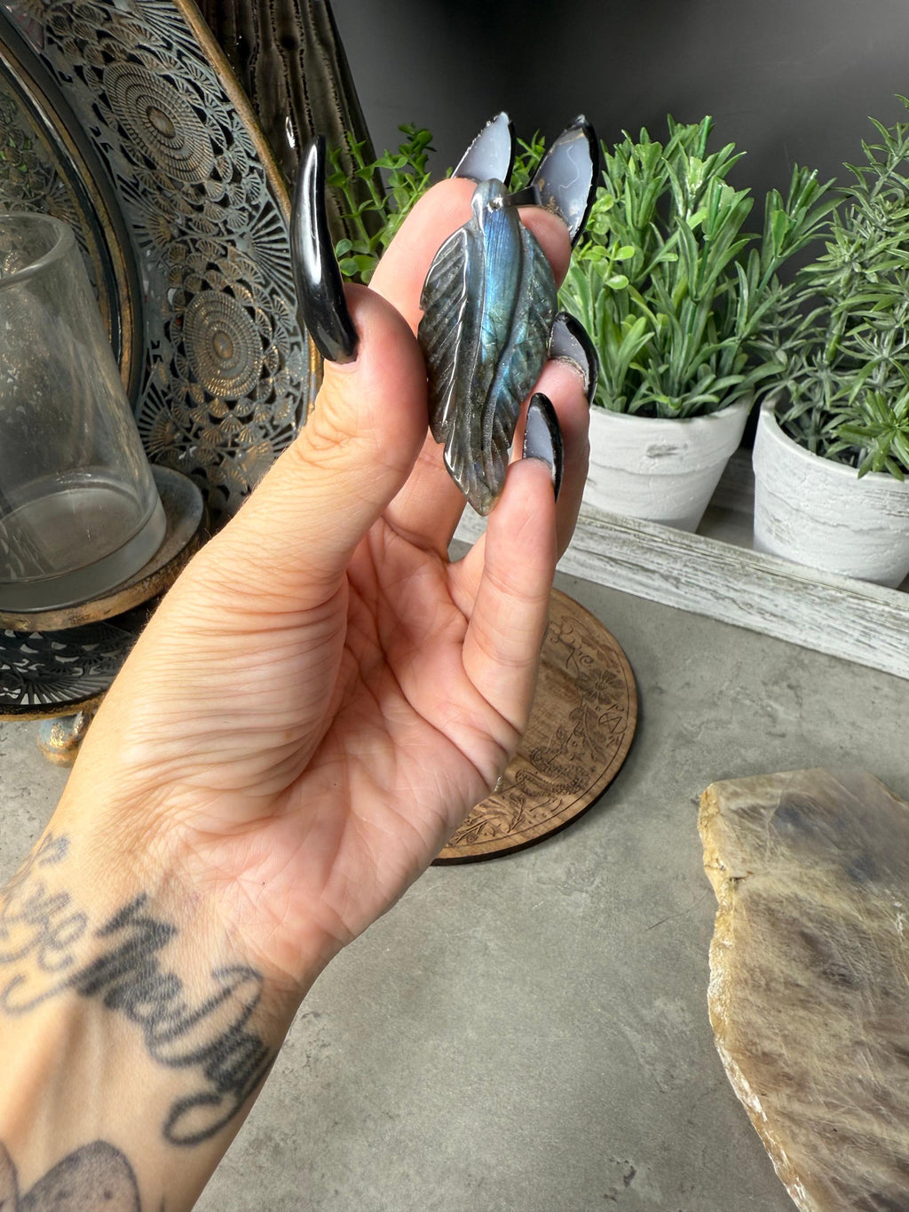 Labradorite Crystal Butterfly Pendants with chain