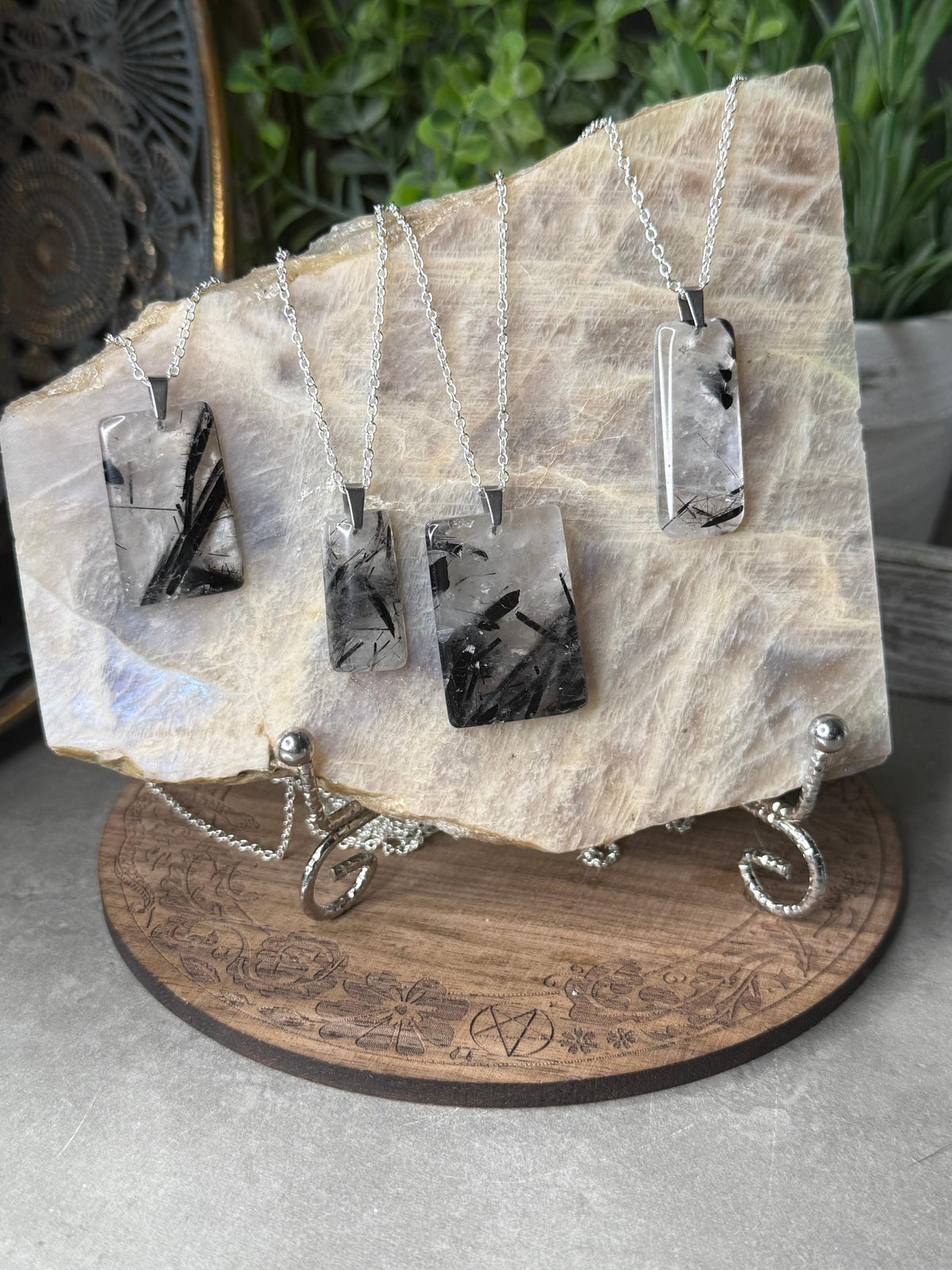 Tourmaline In Quartz Crystal Pendants