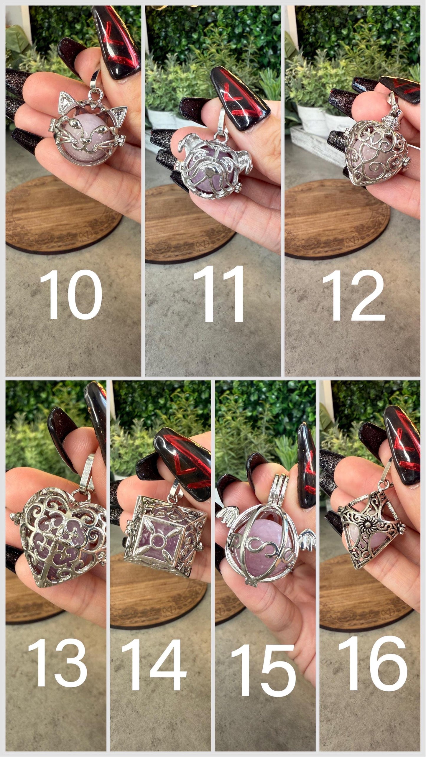 Kunzite Sphere Cage Pendant with Feather Charms