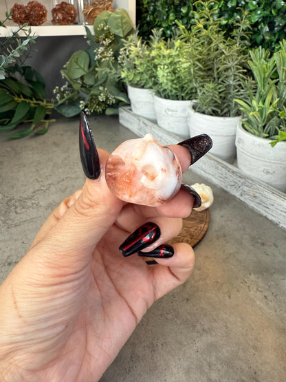 Jack-o-lantern Pumpkim Mini Crystal Carvings Fire Quartz, Golden Healer, and Yellow Calcite