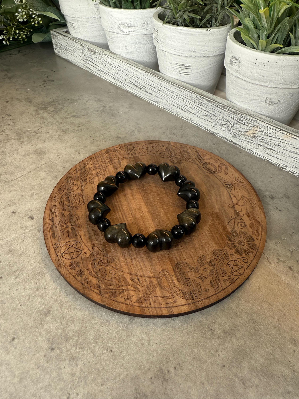 Gold Sheen Obsidian Heart Crystal Bracelets