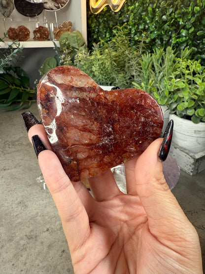 Crystal Heart Carvings in Moonstone, Amethyst, Ruby Zoisite, Amethyst Agate, and Fire Quartz