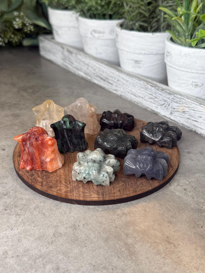 Halloween Spooky Ghosts and Spiders Mini Crystal Carvings