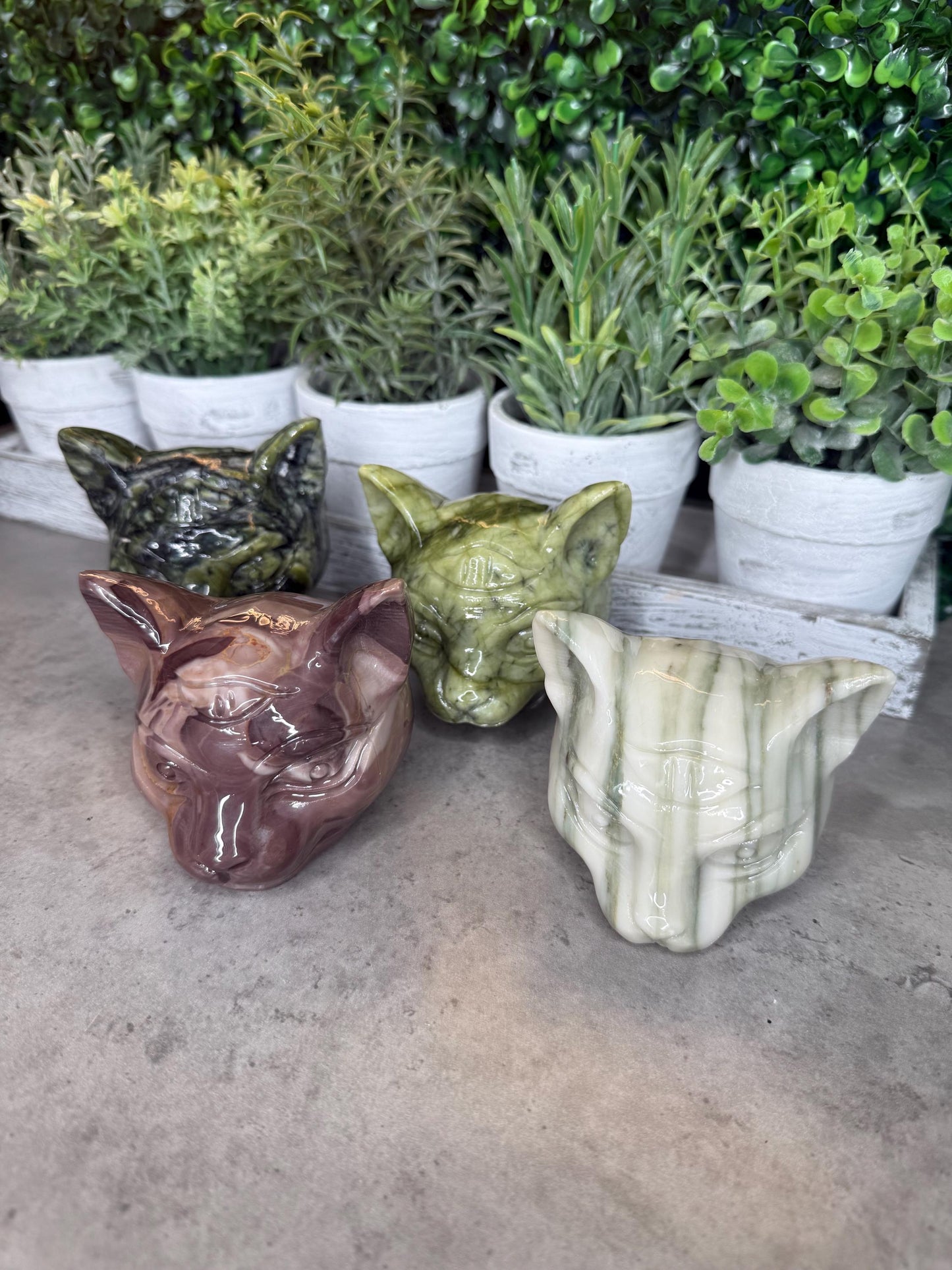 Three Eyed Cat Crystal Carvings - Multiple Crystal Options