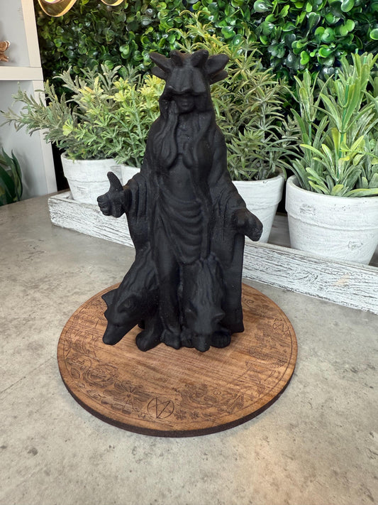 Unpolished Obsidian Hecate Crystal Carving - 6 inches tall