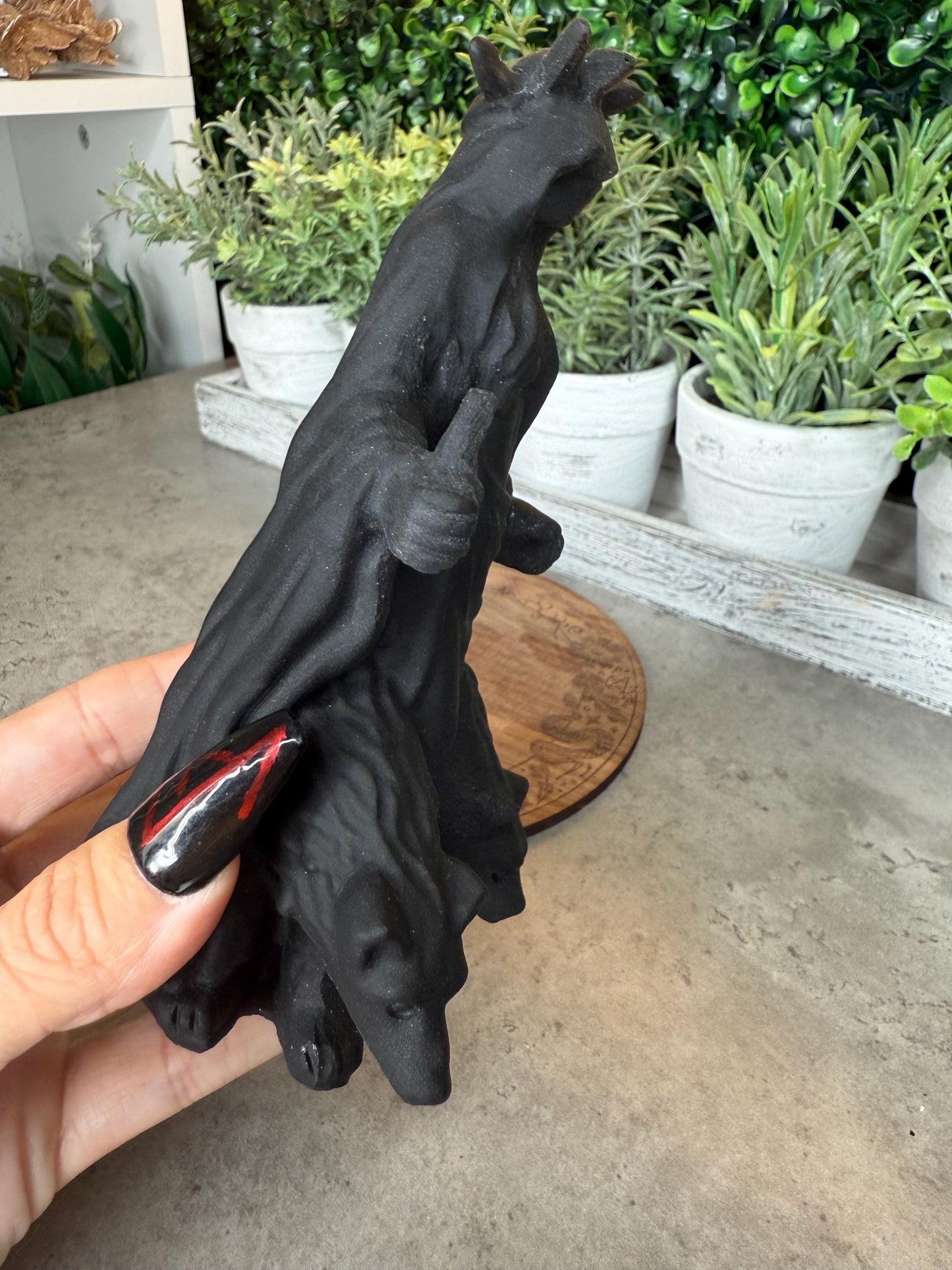 Unpolished Obsidian Hecate Crystal Carving - 6 inches tall