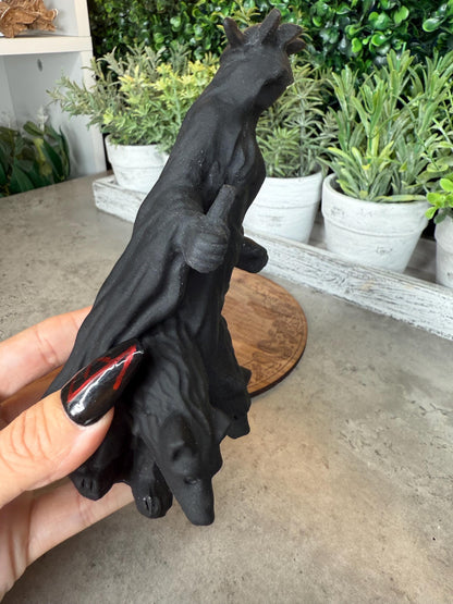 Unpolished Obsidian Hecate Crystal Carving - 6 inches tall