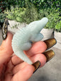 Crystal Crocodile Carving: Rose Quartz, Tiger's Eye, Agate