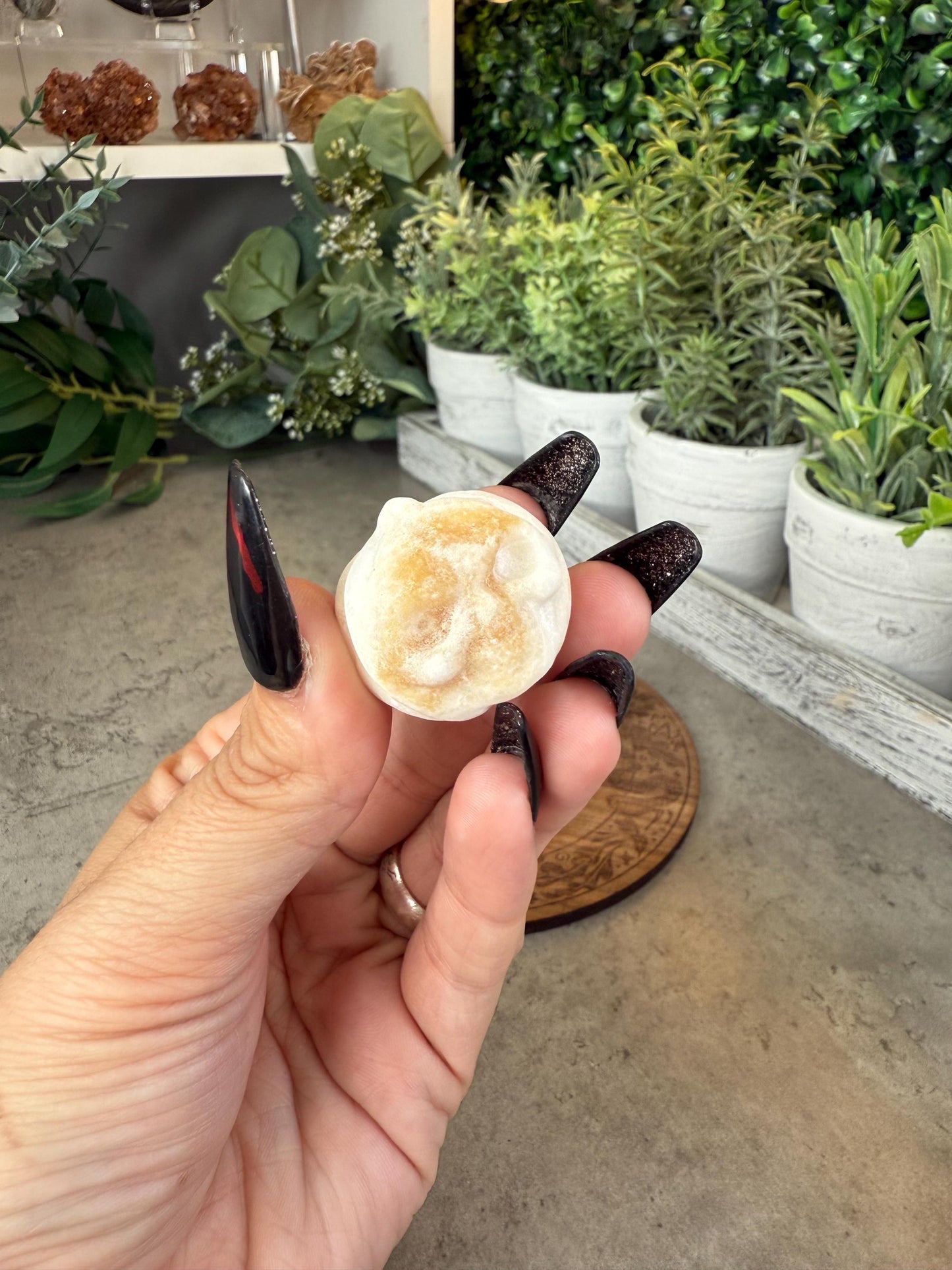 Jack-o-lantern Pumpkim Mini Crystal Carvings Fire Quartz, Golden Healer, and Yellow Calcite