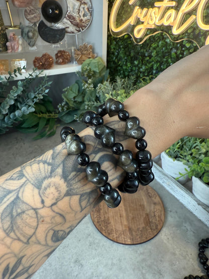Gold Sheen Obsidian Heart Crystal Bracelets