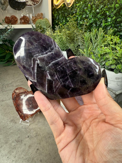 Crystal Heart Carvings in Moonstone, Amethyst, Ruby Zoisite, Amethyst Agate, and Fire Quartz