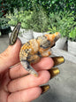 Crystal Crocodile Carving: Rose Quartz, Tiger's Eye, Agate