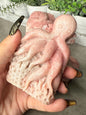 Hand Carved Pink Opal Crystal: Octopus, Starfish, Snake