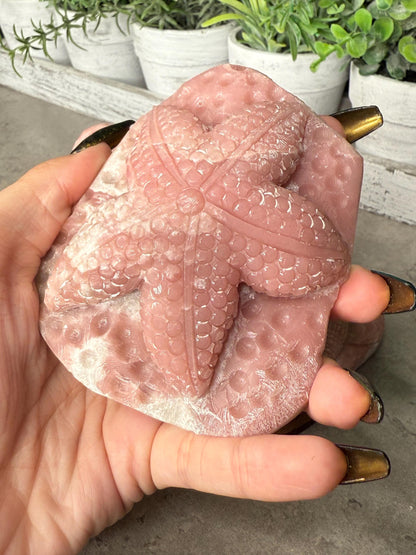 Hand Carved Pink Opal Crystal: Octopus, Starfish, Snake
