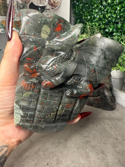 African Bloodstone Dragon Crystal Carvings