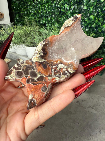Money Agate Triple Moon Crystal Carvings