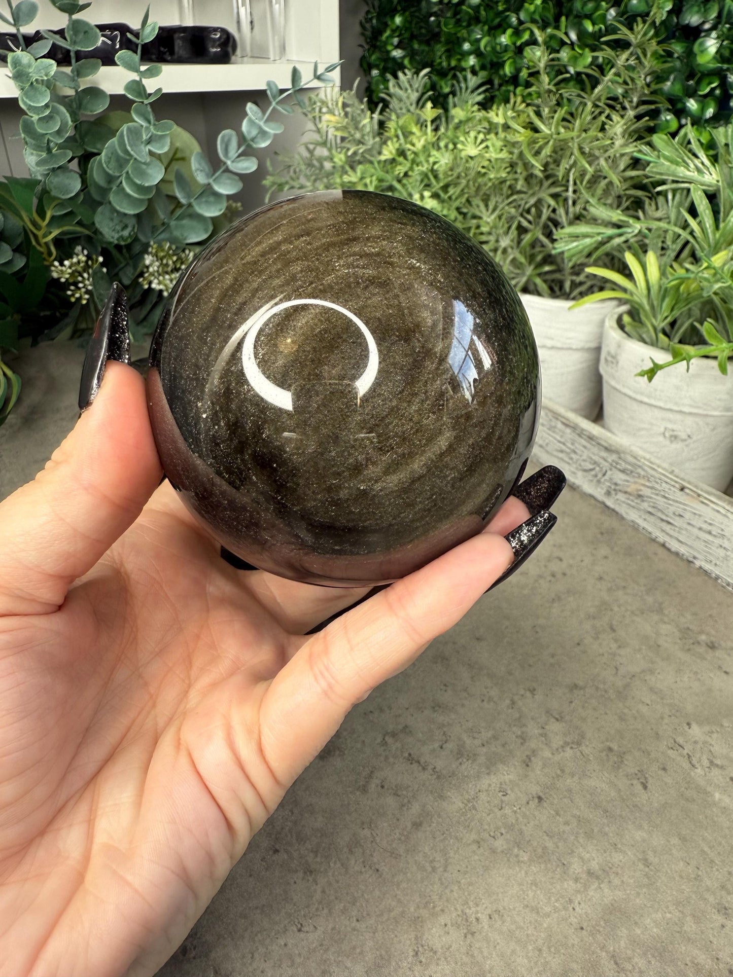 AAA Gold Sheen Obsidian Sphere: Polished Volcanic Glass