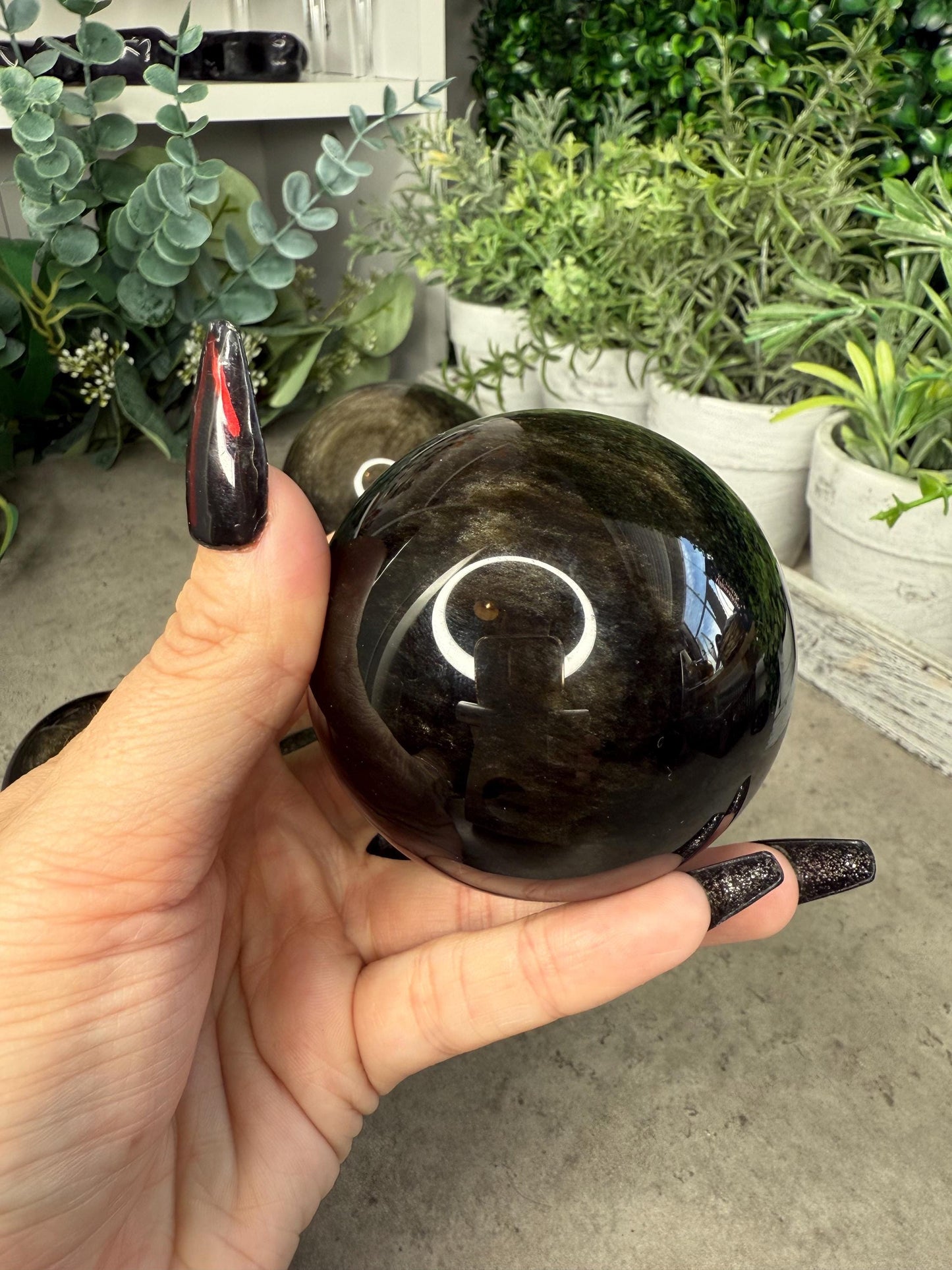AAA Gold Sheen Obsidian Sphere: Polished Volcanic Glass